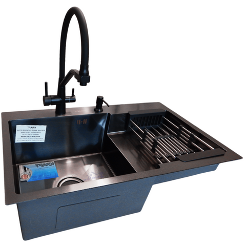 Комплект кухонной мойки Kraft&nbsp;HM&nbsp;- 7848 ARB&nbsp;PVD&nbsp;(3.0/1.0 мм) SM3321 фото
