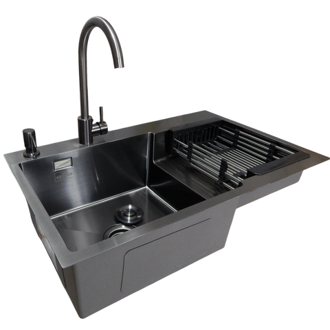 Комплект кухонной мойки KRP Schwarze - 7848RHM PVD SM1215 фото
