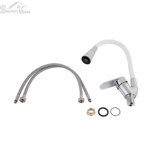 Змішувач для кухні Lidz Tani 008F3 з гнучким виливом (k40) LDTAN008F3WCR37037 Chrome/White SD00043140 фото