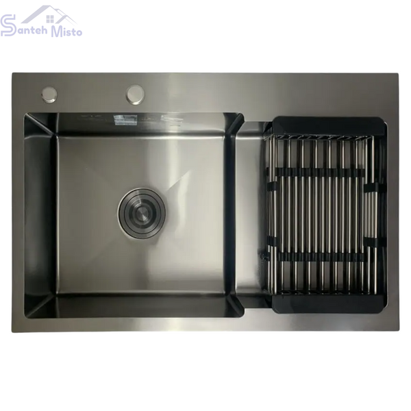 Комплект кухонной мойки KRP Schwarze - 7848RHM PVD SM1215 фото
