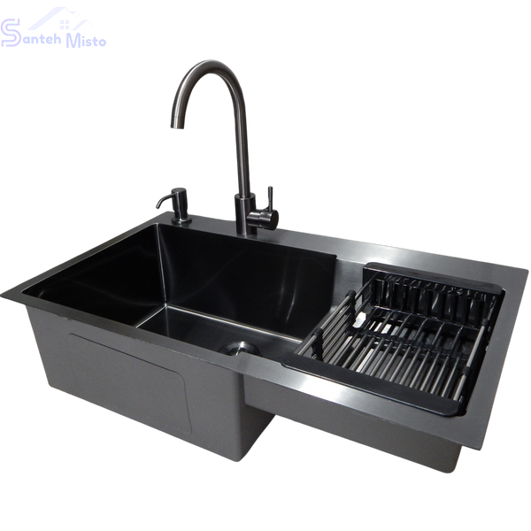 Комплект кухонної мийки Kraft&nbsp;Handmade&nbsp;- 780х480 LB&nbsp;PVD&nbsp;(3.0/1.0 мм)​​​​​​​ SM1215 фото