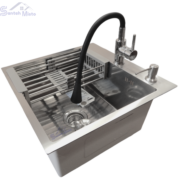 Комплект кухонної мийки Kraft KRF 5448 DECOR (3.0/1.0 мм) SM3804 фото