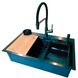 Комплект кухонной мойки Kraft HM 7546 NANO BLACK SM300 фото 4