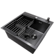 Комплект кухонной мойки Kraft NANO BLACK PVD Декор-соти HS 500х500 (3.0/1.0 мм)+Змішувач для кухні з гнучким виливом Pllen&oacute; Lazio PVD ST07 Grafite SM2100 фото 7