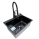 Комплект кухонної мийки Kraft NANO BLACK PVD HS60*45 (3.0/1.0 мм) декор SM2310 фото 4