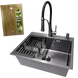 Комплект кухонной мойки Kraft NANO BLACK PVD HS60*45 Декор (3.0/1.0 мм)+Змішувач для кухні Kroner KRP Ersel - GRP03393BLK SM2310 фото 1