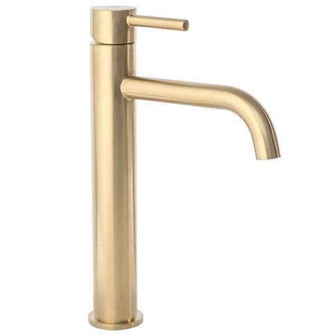 Змішувач для раковини (умивальника) REA LUNGO BRUSHED GOLD золотий матовий високий REA-B4526 фото
