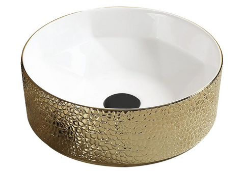 Умывальник (раковина) MEXEN CLARISA GOLD WHITE c узором накладной MEX-22074153 фото