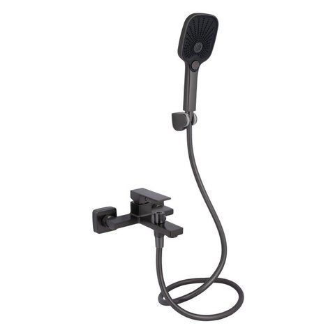 Змішувач для ванни Qtap Gemini (з душовим гарнітуром) QTGEM259GMB45684 Gunmetal Black PVD SD00051808 фото