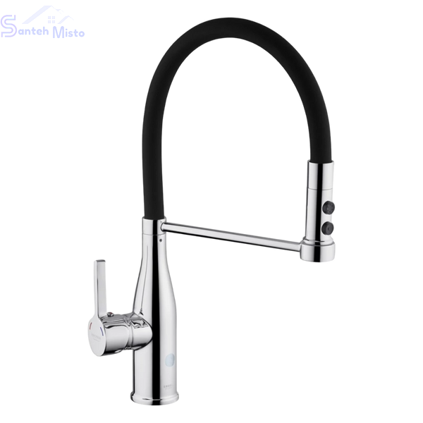 Комплект кухонной мойки Kraft - 780х480 LHM (3.0/1.0 мм)+Кухонный смеситель Kroner KRP Ersel - C03111BLK SM3380 фото
