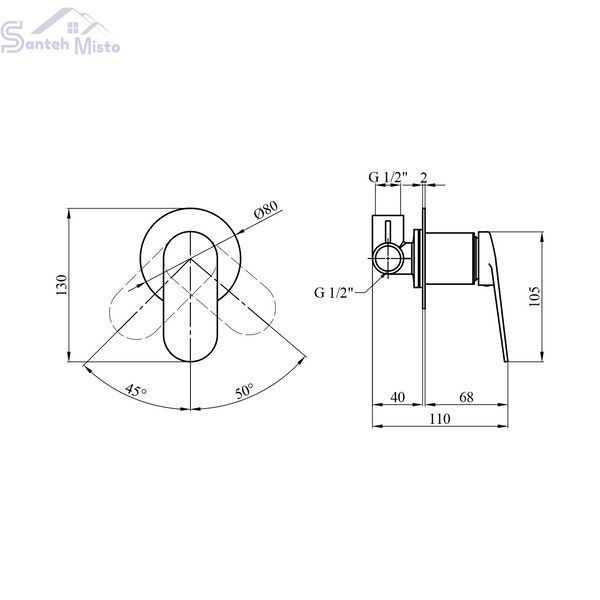 Смеситель скрытого монтажа для душа Kroner Element 211433-5301 CV035973 фото