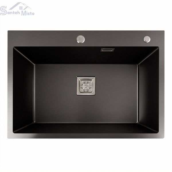 Мийка кухонна нержавіюча сталь PVD чорна для кухні VALESO 70*50 DECOR Handmade 3.0/1.0 41549 фото