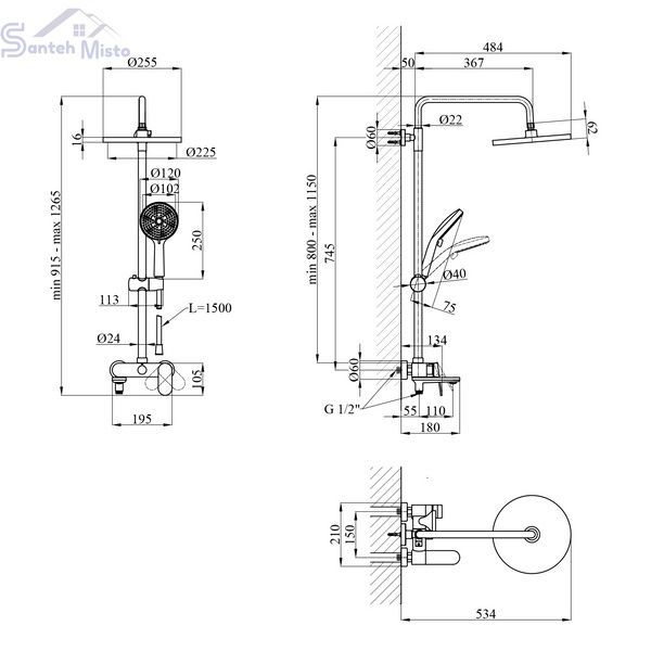 Душова система Kroner Element 211318-5301 CV036835 фото