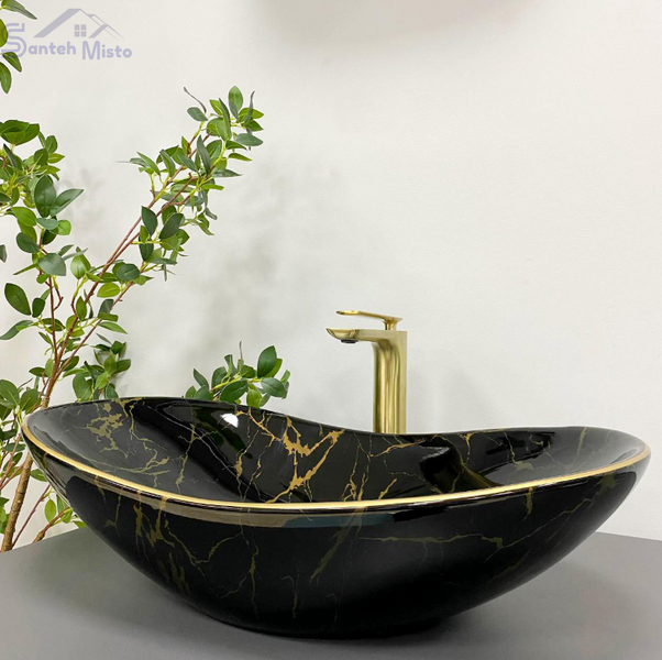 Умывальник (раковина) VBI TURIN MARBLE BLACK GLOSSY накладной VBI-011505 фото