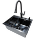 Комплект кухонной мойки Kraft NANO BLACK PVD HS60*45 (3.0/1.0 мм) декор SM2702 фото 1