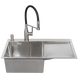 Комплект кухонной мойки Kraft - 780х480 LHM (3.0/1.0 мм)+Кухонный смеситель Kroner KRP Ersel - C03111BLK SM3380 фото 2
