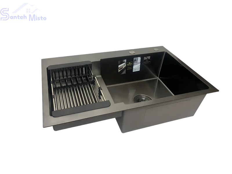 Комплект кухонної мийки KRP Schwarze - 7848RHM PVD SM0881 фото