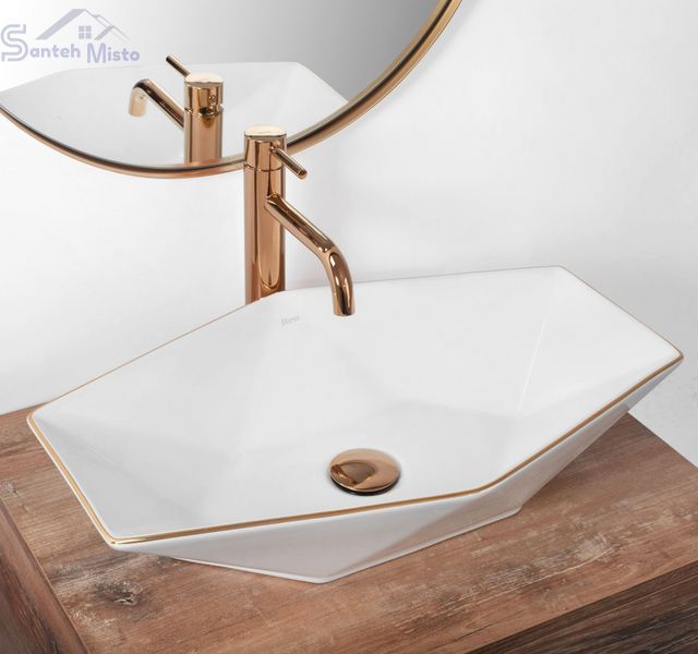 Умывальник (раковина) REA VEGAS ROSE GOLD EDGE накладной * REA-U5605 фото