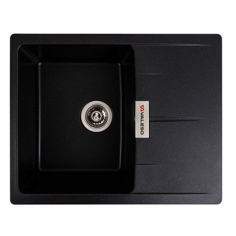 Гранитная мойка для кухни VALESO ZIRKONE 6250 матовая Черный металлик, L 56335 фото