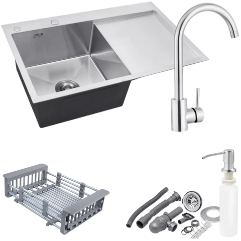 Комплект кухонной мойки Kraft - 78х48LHM (3.0/1.0 мм)  SM11077 фото