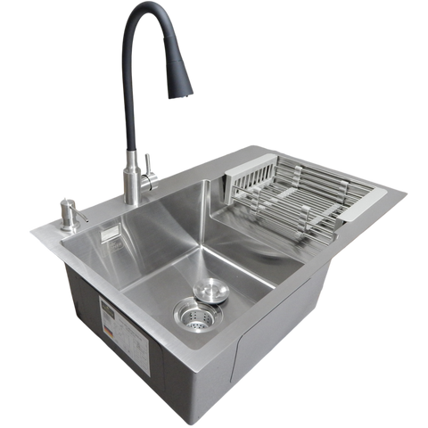 Комплект кухонної мийки Kroner Handmade HS R 780х480 (3.0/1.0 мм) SM381 фото