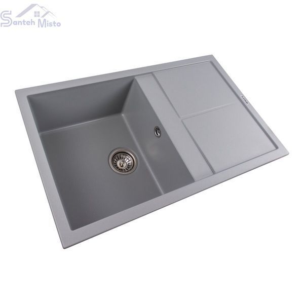 Гранитная мойка для кухни Platinum 7950 Selena матовая Серый металлик 4024 фото