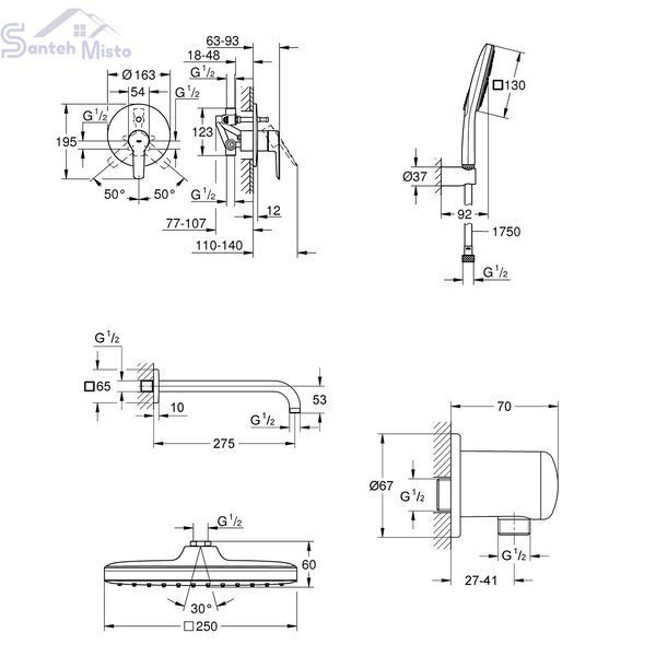 Душова система прихованого монтажу Grohe QuickFix Start UA25183007 CV030623 фото