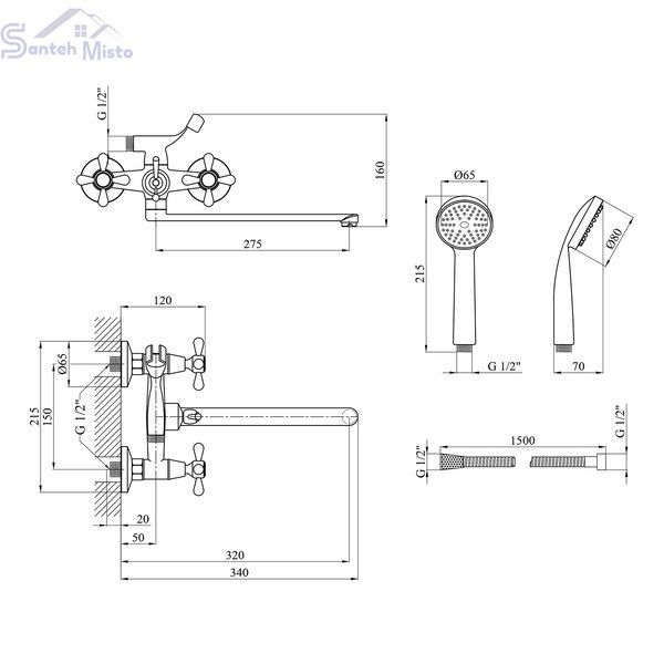 Змішувач для ванни Agua Toledo - C074 CV018083 фото