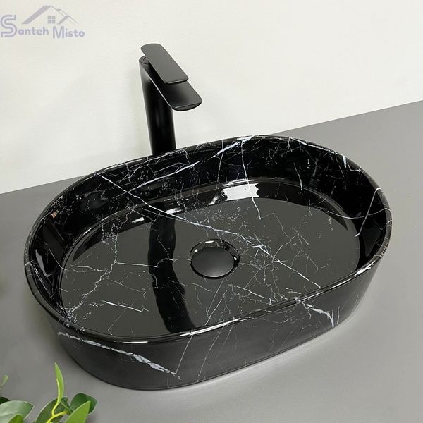 Умывальник (раковина) VBI VERONA 50 BLACK MARMO GLOSSY накладной VBI-011314 фото