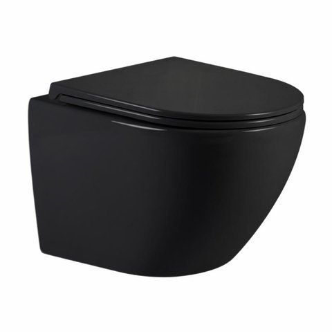 Унітаз підвісний Qtap Jay Ultra Quiet 485х360х320 мм, Matt Black, сидінням Slim Duroplast/ Soft-close/ Quick Relase QT07335177MB SD00054232 фото