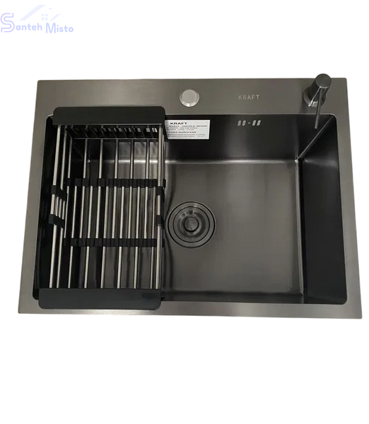 Кухонная мойка (Комплект) KRAFT Handmade PVD Графит HS 60*45 (3.0/1.0 мм) SM18079 фото