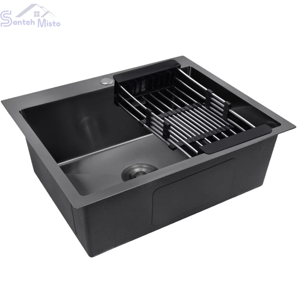 Кухонная мойка (Комплект) KRAFT Handmade PVD Графит HS 60*45 (3.0/1.0 мм) SM18079 фото