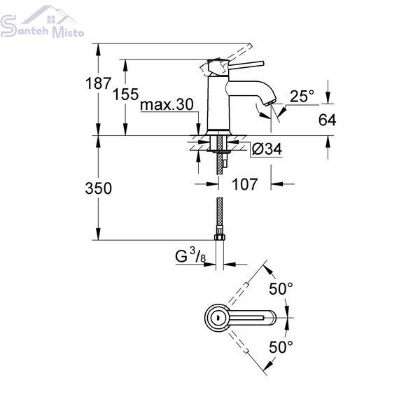 Смеситель для раковины Grohe BauClassic S-Size 23162000 CV032458 фото