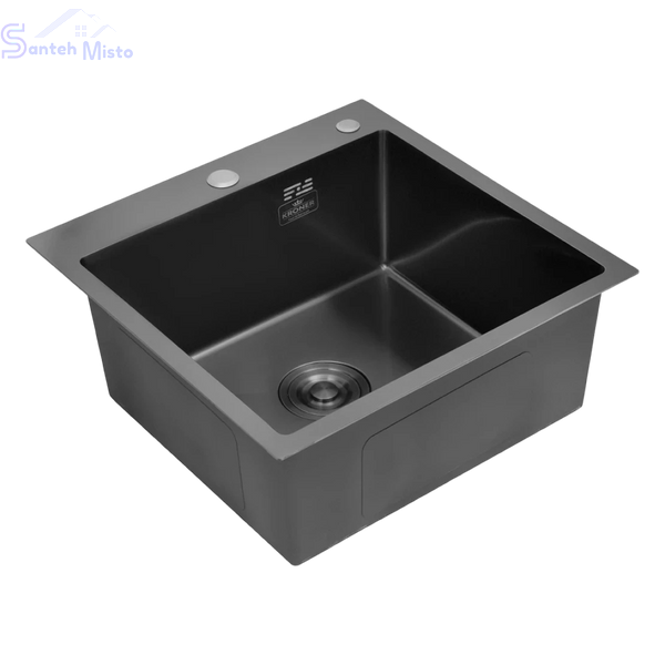 Комплект кухонної мийки Kroner KRP Schwarze - 5050HM PVD SM023 фото