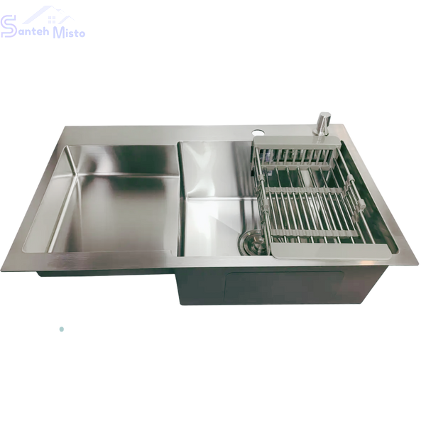 Кухонна мийка Kraft Handmade HM78х48 AR satin(3.0/1.0 мм) крило зліва SM12 фото