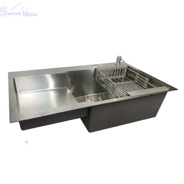 Кухонна мийка Kraft Handmade HM78х48 AR satin(3.0/1.0 мм) крило зліва SM12 фото