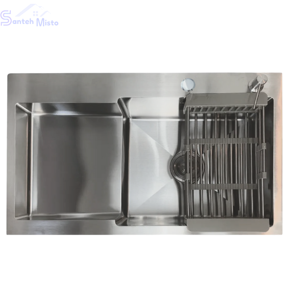 Кухонна мийка Kraft Handmade HM78х48 AR satin(3.0/1.0 мм) крило зліва SM12 фото