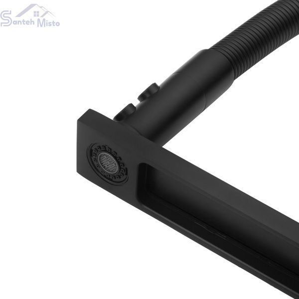 Змішувач латунний для кухні з гнучким виливом Pllen&oacute; Lazio BLK03 nero ST430003 фото
