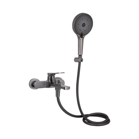 Змішувач для ванни Qtap Slavonice (з душовим гарнітуром) QTSLV259GMB48035 Gunmetal Black PVD SD00054159 фото