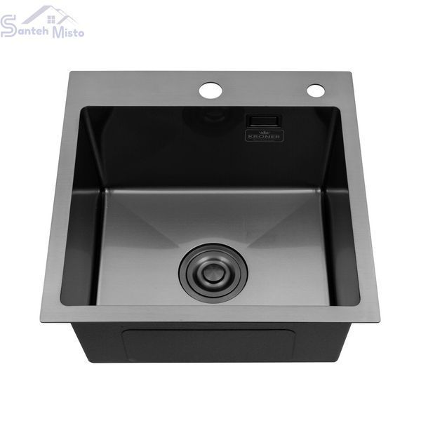 Кухонна мийка Kroner KRP Schwarze - 4545HM PVD (3.0/1.0 мм) CV033856 фото