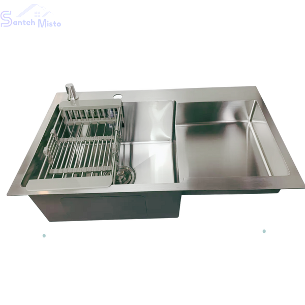 Кухонная мойка Kraft Handmade HM78х48 AR satin (3.0/1.0 мм) крыло справа SM11 фото