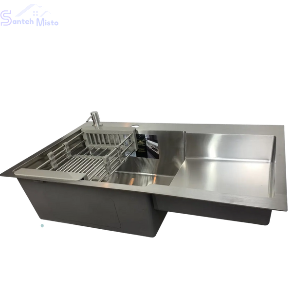Кухонная мойка Kraft Handmade HM78х48 AR satin (3.0/1.0 мм) крыло справа SM11 фото