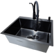 Комплект кухонної мийки Kraft NANO BLACK PVD HS60*50 Декор (3.0/1.0 мм)+Кухонний змішувач Kroner KRP Ersel - SCH03393BLK SM50495 фото 9