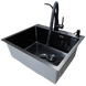 Комплект кухонної мийки Kraft NANO BLACK PVD HS60*50 Декор (3.0/1.0 мм)+Кухонний змішувач Kroner KRP Ersel - SCH03393BLK SM50495 фото 8