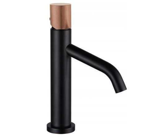 Змішувач для раковини (умивальника) MEXEN RUMBA ONE BLACK ROSE GOLD високий MEX-73501-76 фото