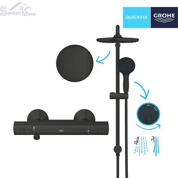 Смеситель термостатический для душа Grohe QuickFix Start Black UA303908T2 CV034630 фото
