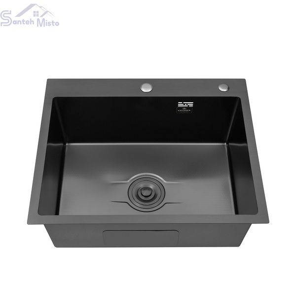 Комплект кухонной мойки Kroner KRP Derby - 6050HM PVD (2,5/0,5 мм) SM120 фото