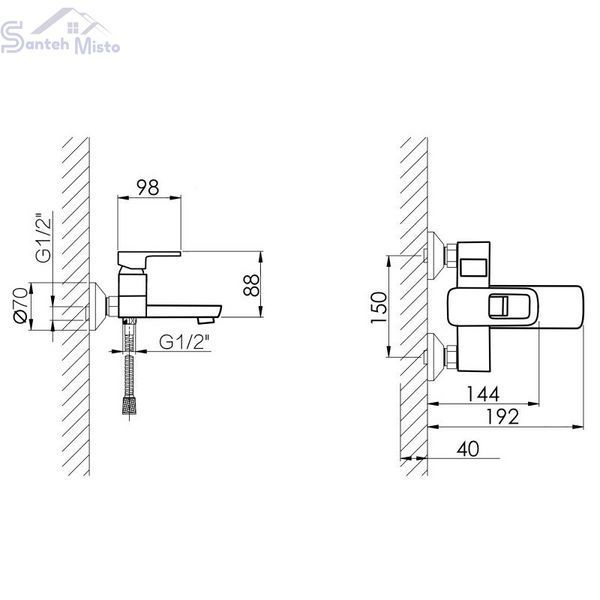 Смеситель для ванны Lidz Wawel 006 (c душевым гарнитуром) (k35) LDWAW006CRM45388 Chrome SD00051512 фото
