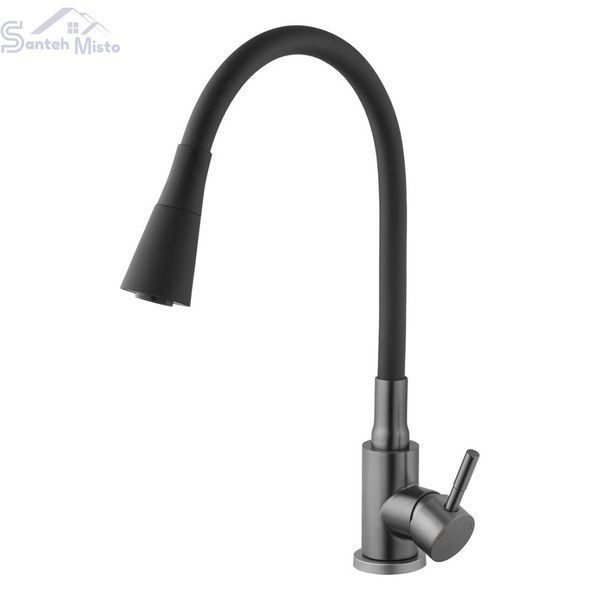 Комплект кухонної мийки KRAFT Handmade NANO BLACK PVD  графіт HS 5448 Декор (3.0/1.0 мм)+Змішувач для кухні Kroner KRP Edelstahl Klassisch &ndash; PVD031BLK SM50619 фото