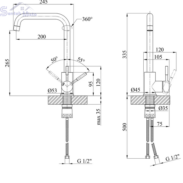 Комплект кухонної мийки Kraft&nbsp;HM&nbsp;- 7848ALB&nbsp;PVD&nbsp;(3.0/1.0 мм) SM1277 фото